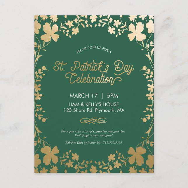 St. Patrick's Day Party Invite - Postcard - Custom (Front)