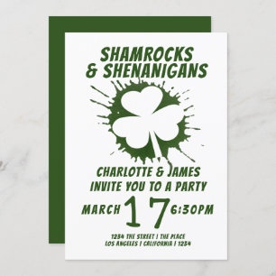 St Patricks Day Party Irish Shamrocks Shenanigans Invitation