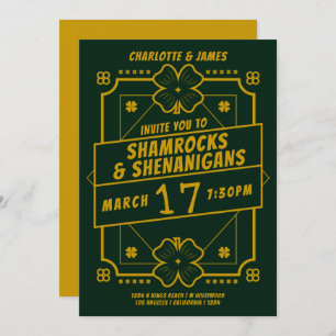 St Patricks Day Party Irish Shamrocks Shenanigans Invitation