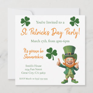 St Patrick's Day Party-Leprechaun Invitation