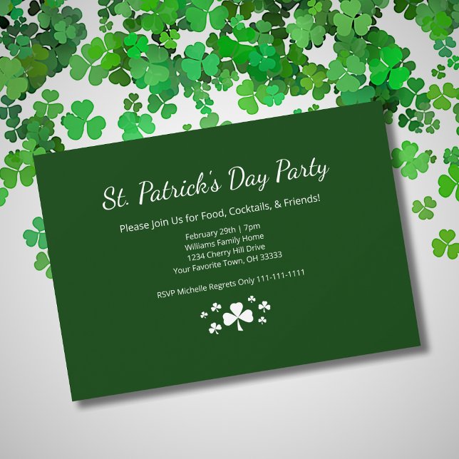 St. Patrick's Day Party Lucky Shamrocks Green Invitation (Creator Uploaded)