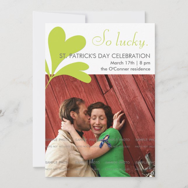 St Patricks Day Party Lucky Shamrocks Green Photo Invitation (Front)