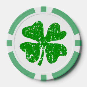 St Patricks Day party poker chips Green shamrock