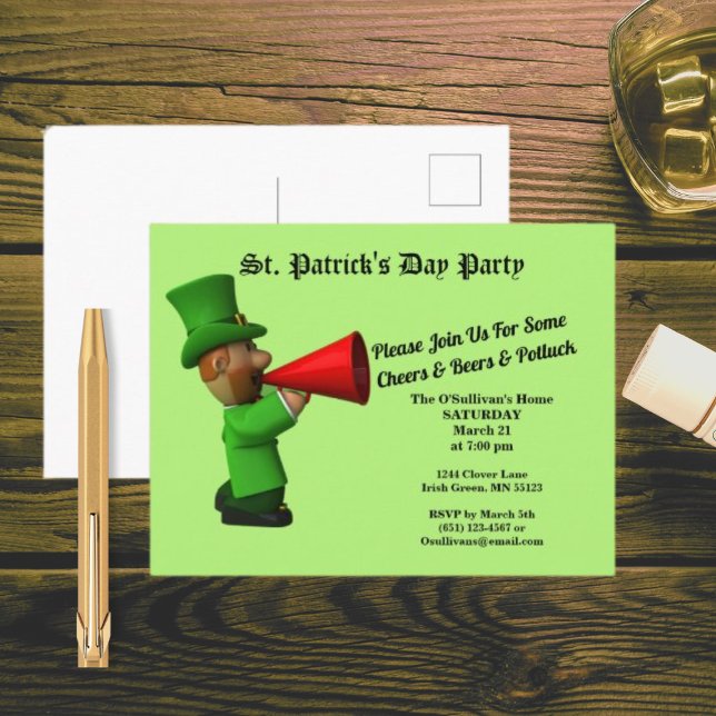 St Patrick's Day Party Potluck Announcement Postcard (Creator Uploaded)