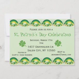 St. Patricks Day Party Shamrock Rainbow Clover Invitation