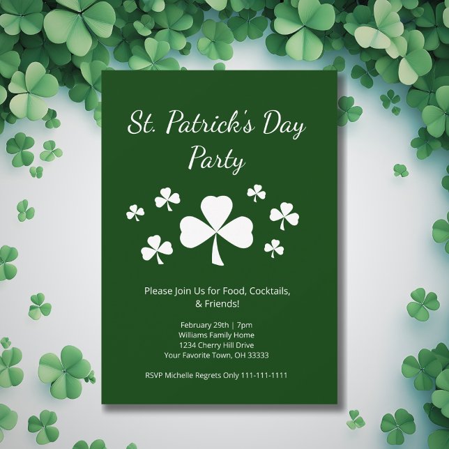 St. Patrick's Day Party Shamrocks Irish Green Invitation (Creator Uploaded)