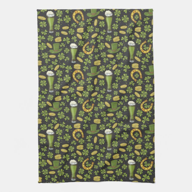 St. Patrick's Day Pattern Tea Towel (Vertical)