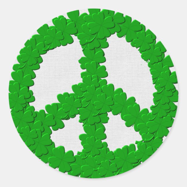 St Patrick's Day Peace Sign Classic Round Sticker (Front)