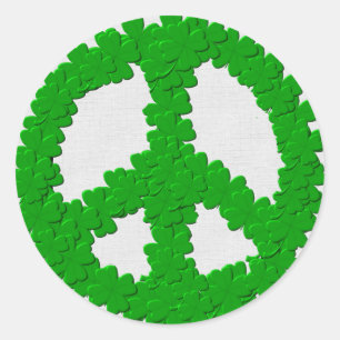 St Patrick's Day Peace Sign Classic Round Sticker