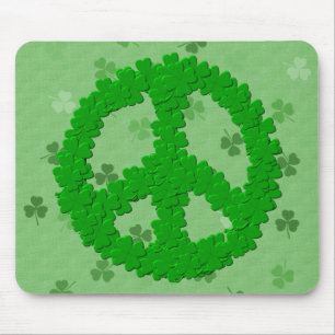 St Patrick's Day Peace Sign Mouse Mat