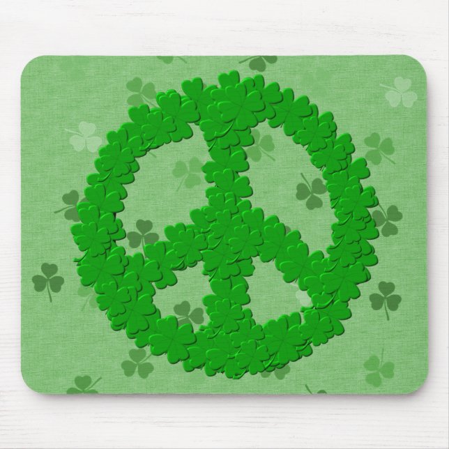 St Patrick's Day Peace Sign Mouse Mat (Front)