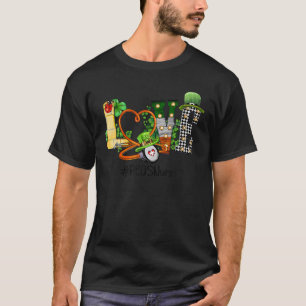St Patricks Day PEDS Nurse Shamrock Irish LOVE Ste T-Shirt