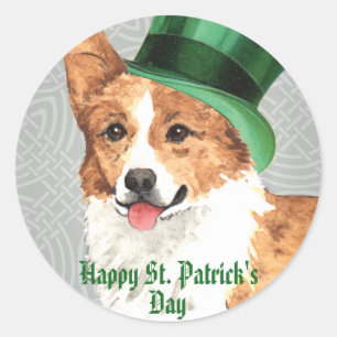 St. Patrick's Day Pembroke Welsh Corgi Classic Round Sticker
