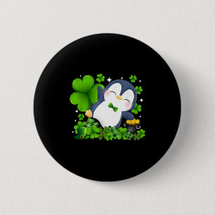 St patrick's day penguin irish shamrock animal 6 cm round badge