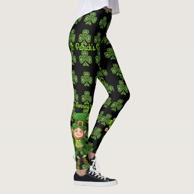 St Patrick's Day Personalise Text or Name Green Leggings (Right)