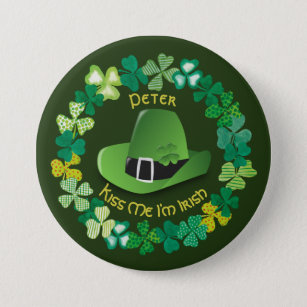 St. Patrick's Day Personalised Kiss Me I'm Irish 7.5 Cm Round Badge