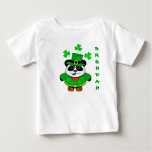 St Patricks Day Personalised Panda Bear Baby T-Shirt