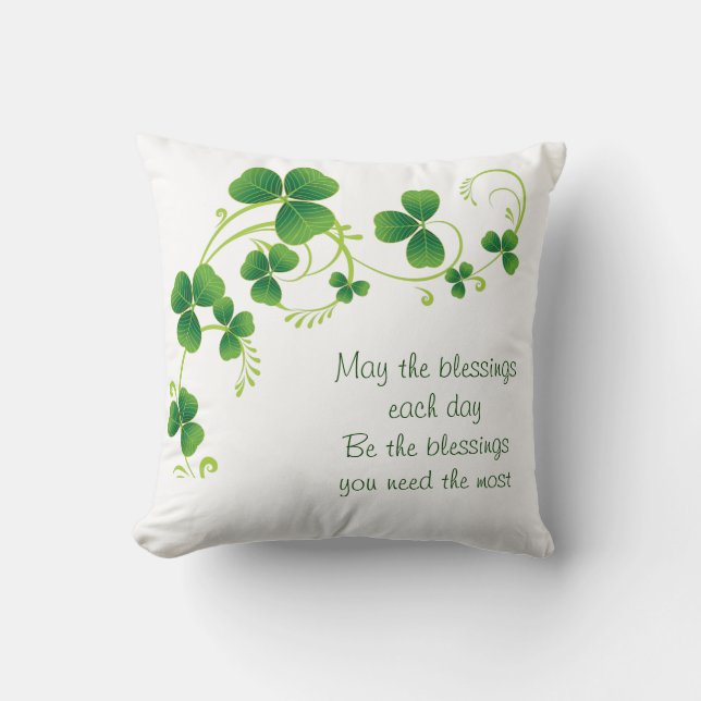 St. Patrick's Day Pillow-May The Blessings Cushion (Front)