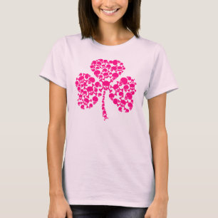 St Patrick's Day Pink Shamrock Skulls T-Shirt