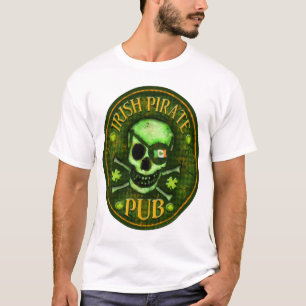 St. Patrick's Day Pirate Pub Skull T-Shirt