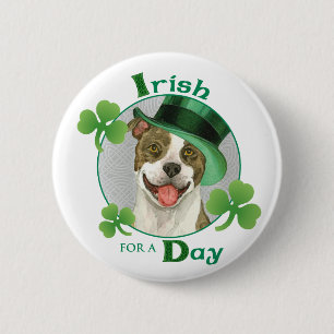 St. Patrick's Day Pit Bull 6 Cm Round Badge