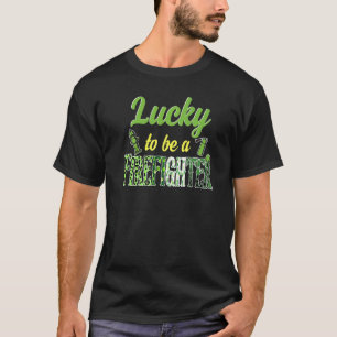 St Patricks Day Plaid Irish To Be A Firefighter Sh T-Shirt