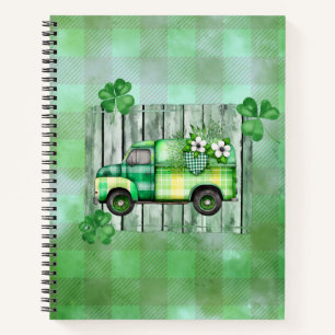 St. Patrick's Day Plaid Vintage Truck  Notebook