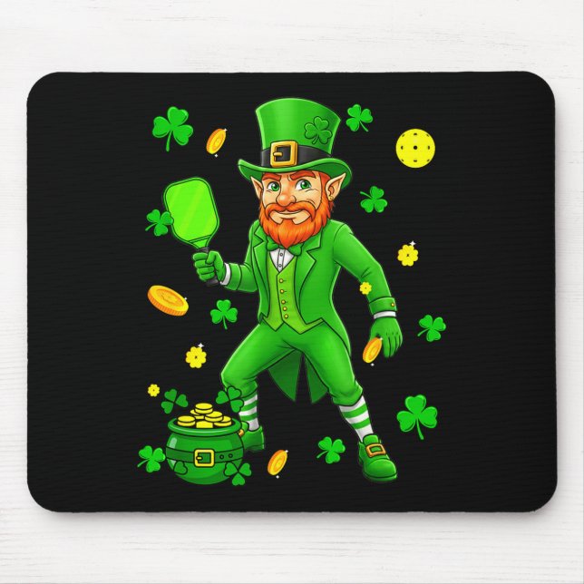 St. patrick's day playing pickleball matching mouse mat (Front)
