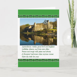 St. Patrick's Day Poem with Castle & Shamrocks Card