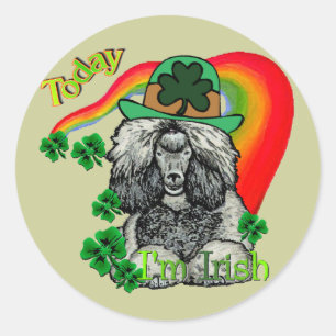 St Patrick's Day Poodle Classic Round Sticker