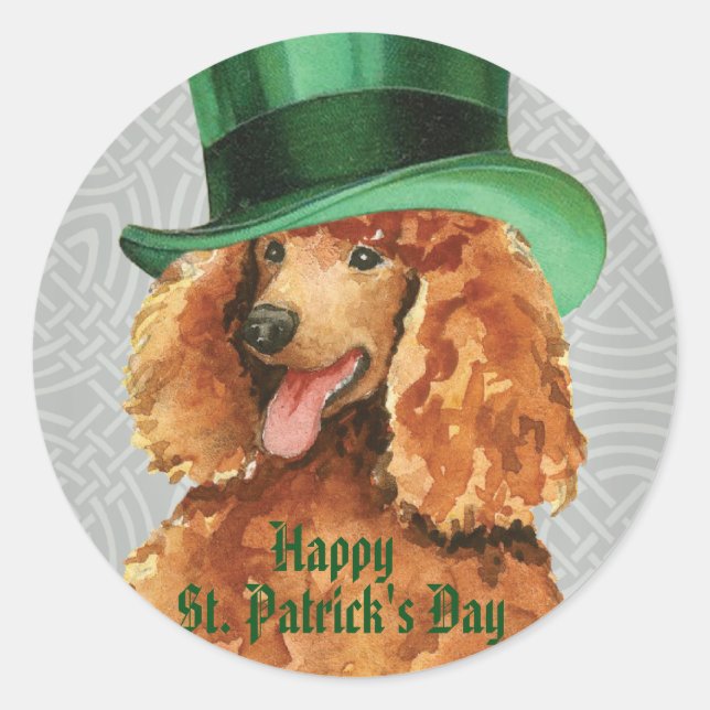 St. Patrick's Day Poodle Classic Round Sticker (Front)