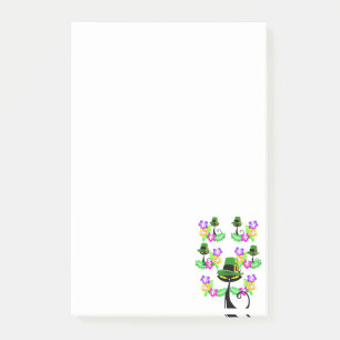 St. Patrick's Day  Post it Notes Floral Cat