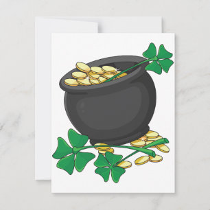 St Patricks Day Pot of Gold and Lucky Shamrocks  Invitation