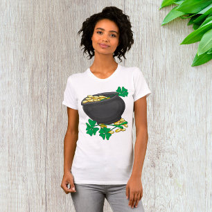 St Patricks Day Pot of Gold and Lucky Shamrocks T-Shirt