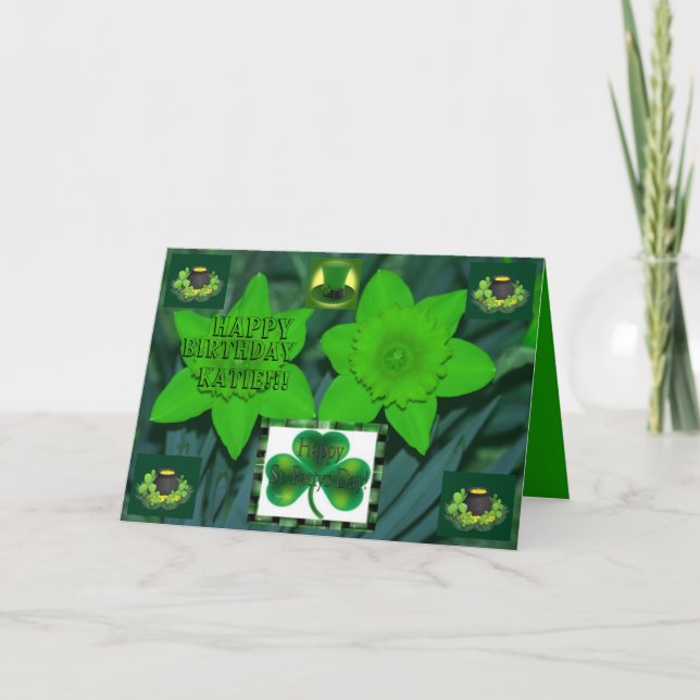 ST Patrick's Day Pot of Gold Birthday Card (Front)