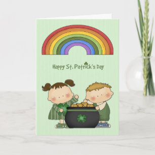 St. Patrick's Day, Pot of Gold, Rainbow, Children Card