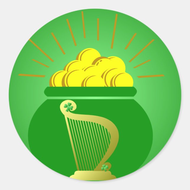 St Patrick's Day Pot of Gold Sticker (Front)