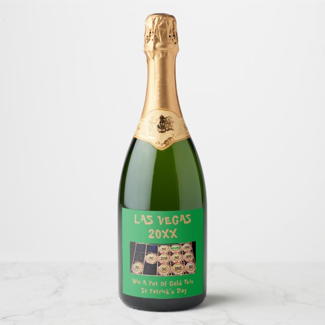 St Patrick's Day Pot Of Gold Vegas Bachelorette Sparkling Wine Label (Front)