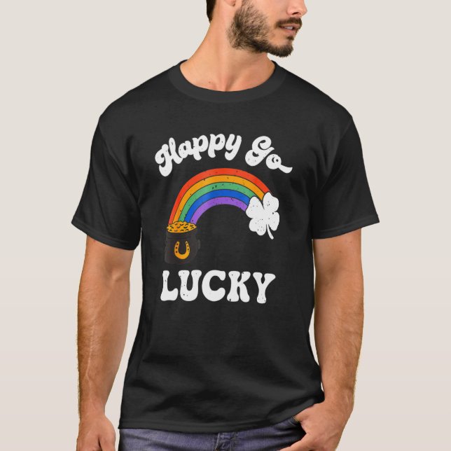 St Patrick's Day Pot Of Leprechaun Gold Rainbow Ha T-Shirt (Front)