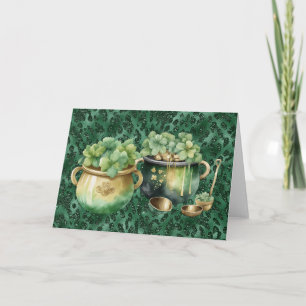 St. Patrick's Day Pots Of Gold Irish Clovers Card