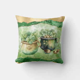 St. Patrick's Day Pots Of Gold Irish Clovers Cushion