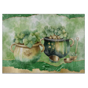 St. Patrick's Day Pots Of Gold Irish Clovers Cutting Board