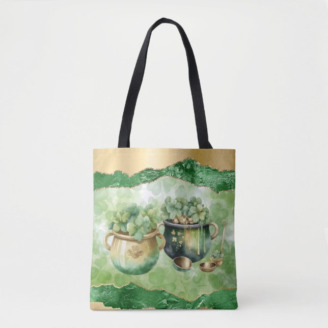 St. Patrick&#x27;s Day Pots Of Gold Irish Clovers Tote Bag (Front)
