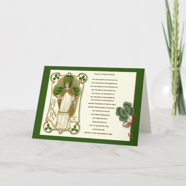 St. Patrick's Day Prayer Religious Shamrocks Card (Front)