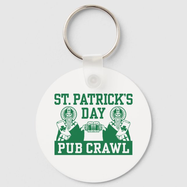 St. Patrick's Day Pub Crawl Key Ring (Front)