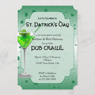St. Patricks Day Pub Crawl Party Invitation