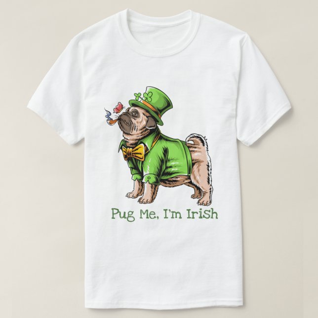 St. Patrick's Day Pug T-Shirt (Design Front)