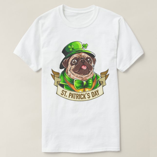 St. Patrick's Day Pug T-Shirt (Design Front)