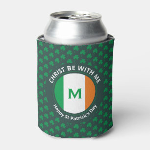St Patricks Day Quote Monogram Shamrock Irish Flag Can Cooler