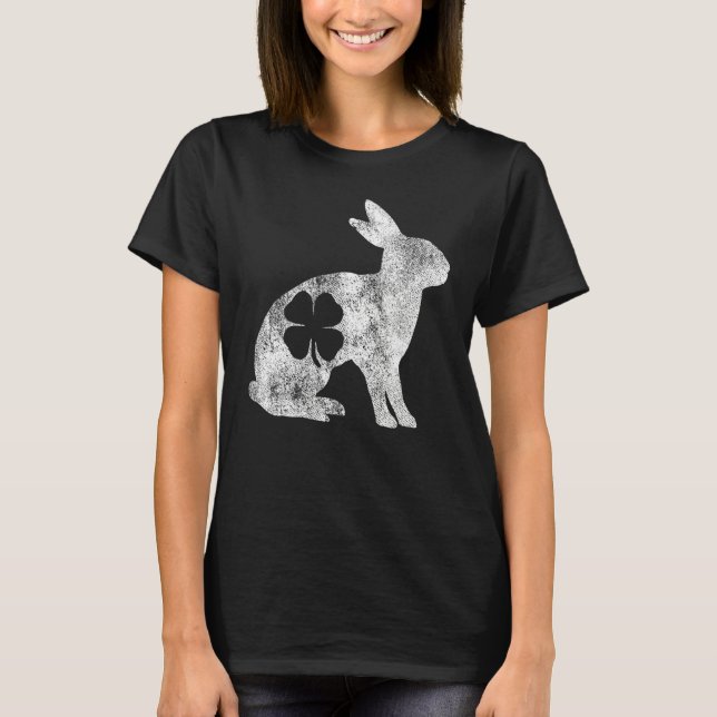 St Patrick's Day Rabbit Bunny Irish Green Shamrock T-Shirt (Front)